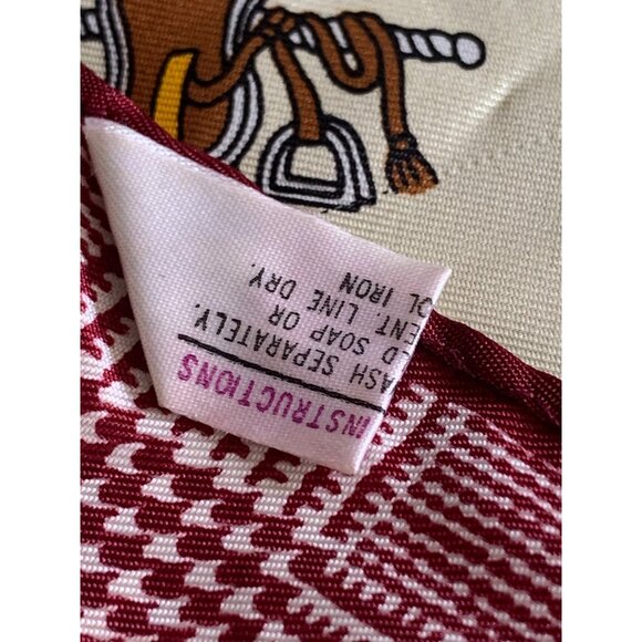 Paoli Vintage Equestrian Scarf made in Japan red and cream horse rider print - Picture 6 of 12